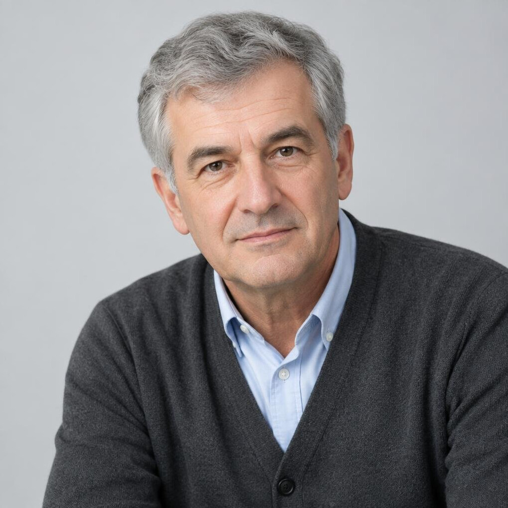 Studio portrait of a Croatian male proofreader in his fifties